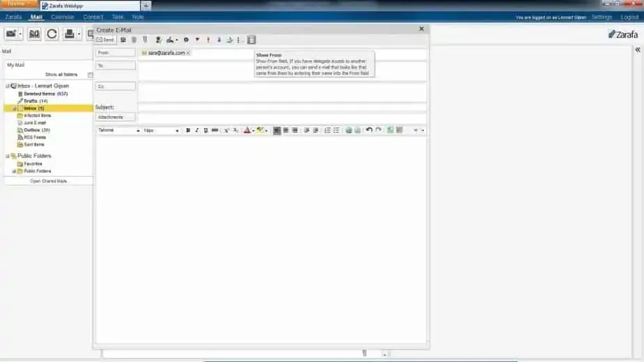 Zarafa WebApp 1.1 - From Address
